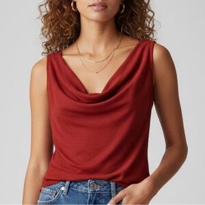 Anthropologie Akemi + Kin Maroon Cowl Neck Sleeveless Top Draped Blouse Size S